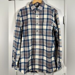 L.L. Bean Men's Plaid Flannel Shirt - Blue and Brown